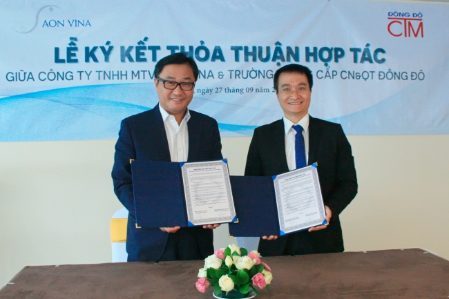 lễ ký kết hợp tác với Công ty TNHH MTV AON VINA của trường Trung cấp Đông Đô - Tuyển sinh Đông Đô